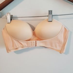 O2 push up strapless front close shaping nude bra 34C structured adjustable